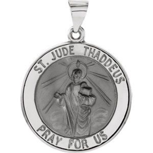 Patrick Medal Jewels By Lux 14k White Gold 18mm Round Hollow St